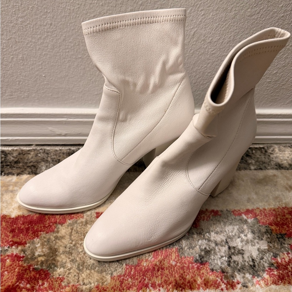 Intentionally Blank White Ankle Boots